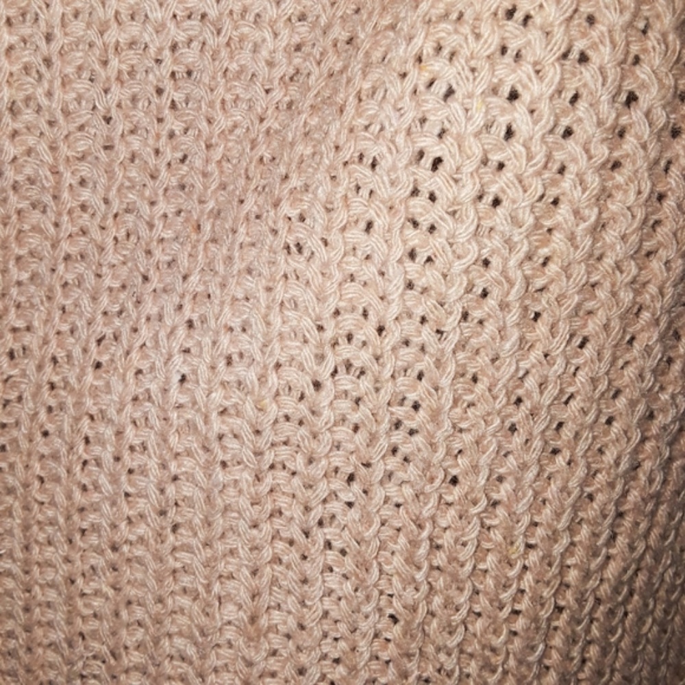 Cold Shoulder Turtle Neck Khaki Knit Sweater OS - Picture 5 of 5